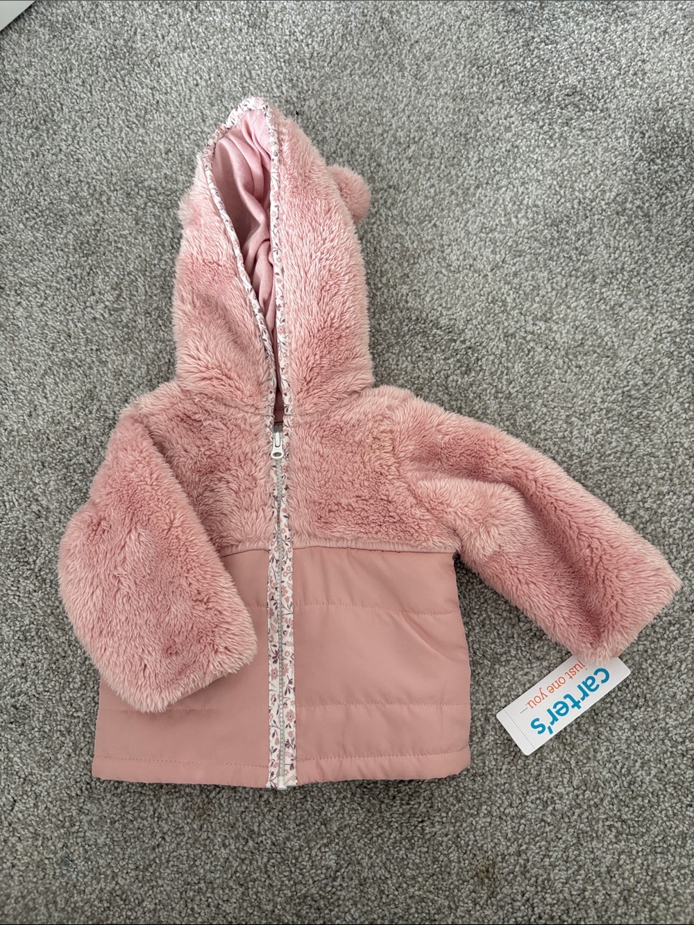 Carter's NWT Pink Teddy Hooded Baby Jacket